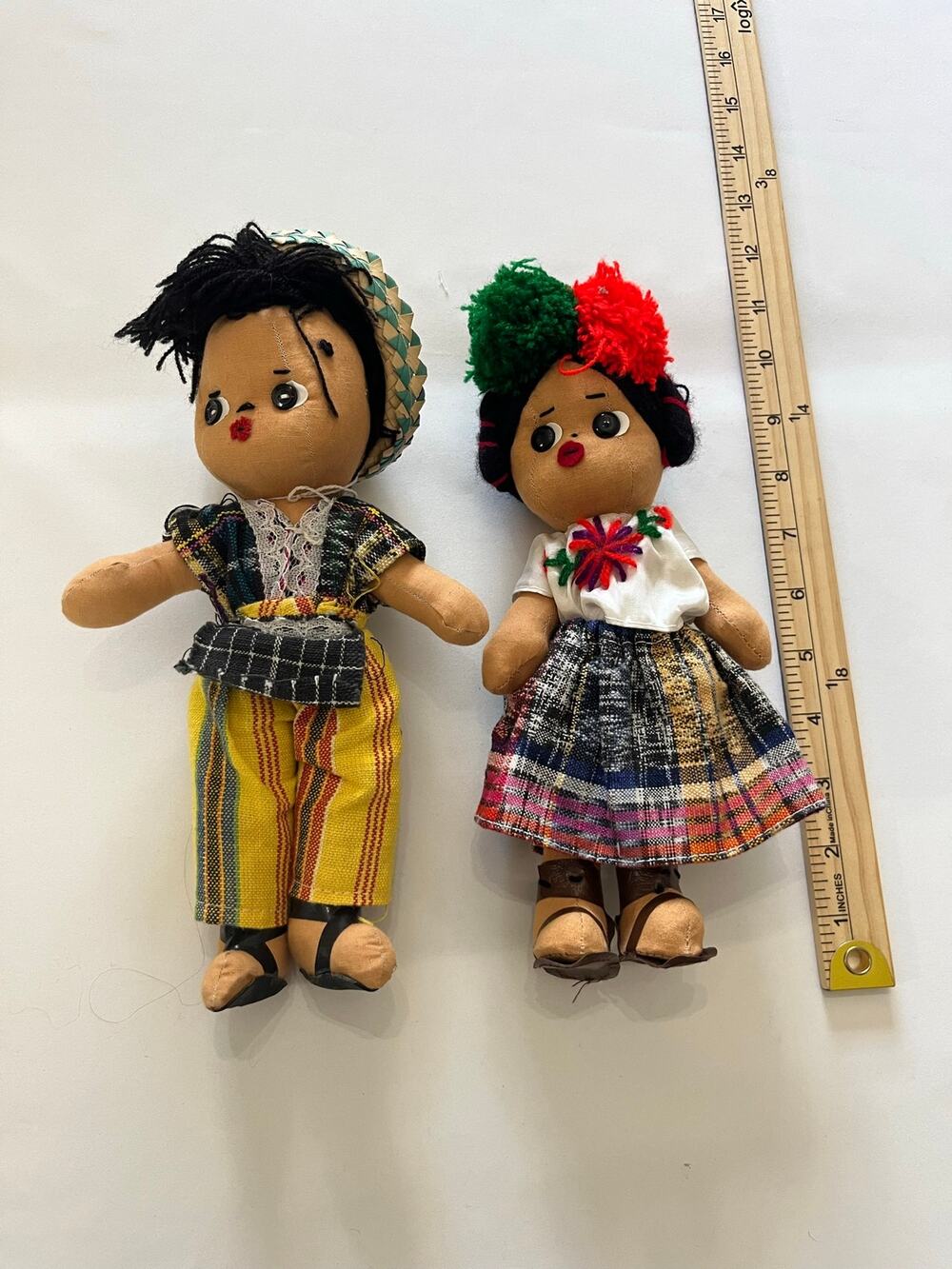 Guatemalan Mexican Latin American  Handmade Dolls 2pc